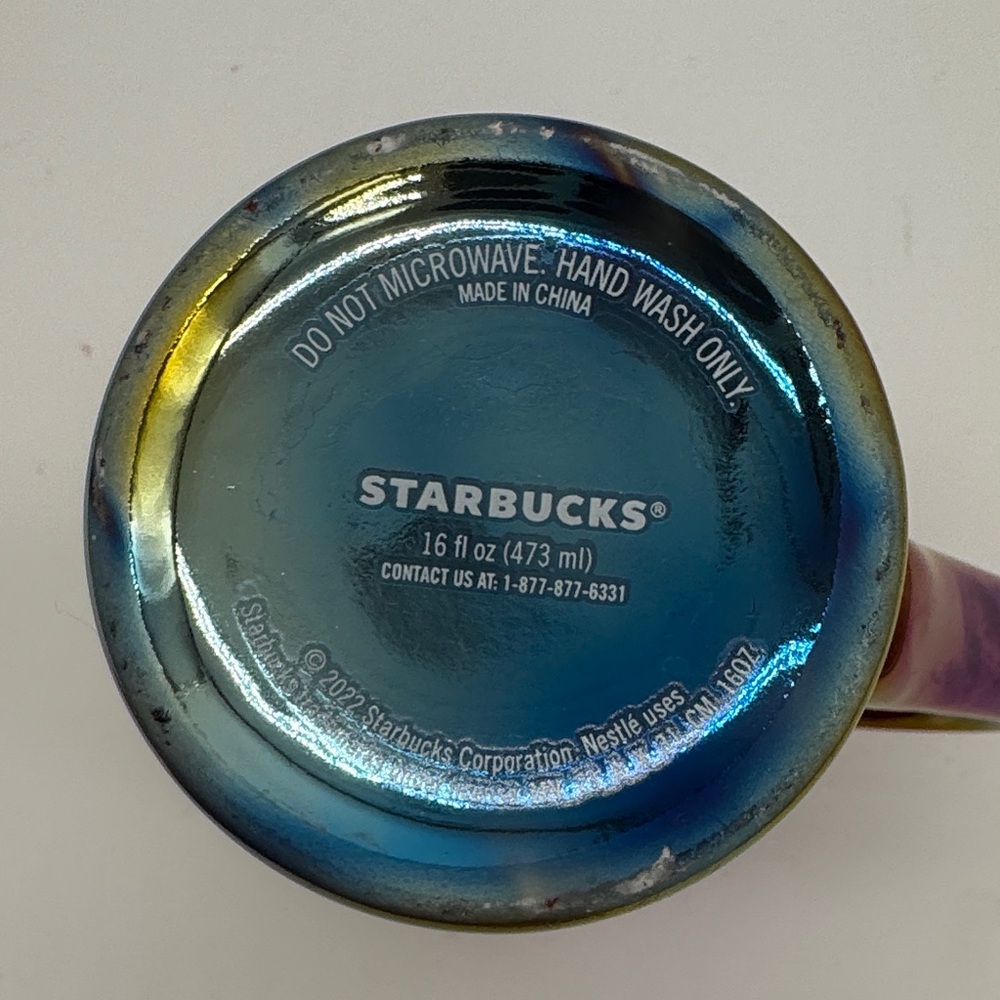 Starbucks Coffee Mug 16 OZ Rainbow Reflect Hot Drink Oil Slick Iridescent - Picture 6 of 6